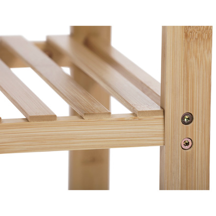 Botník / taburet Autronic Botník / taburet, police, masiv bambus, přírodní odstín, šedá látka (DR-N1016 GREY2) (15)