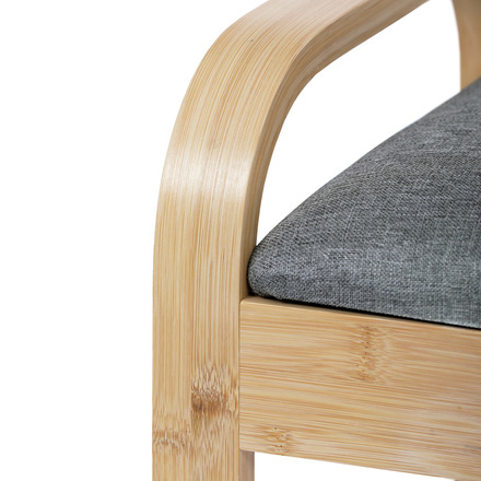 Botník / taburet Autronic Botník / taburet, police, masiv bambus, přírodní odstín, šedá látka (DR-N1016 GREY2) (7)