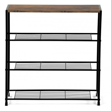 Botník Autronic Botník, 3 police, MDF, dekor staré dřevo sonoma, černý kov (GD-414 OLW) (2)