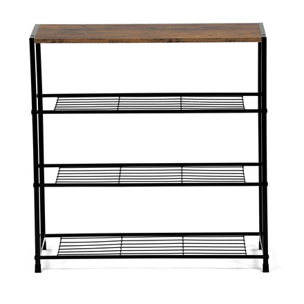 Botník Autronic Botník, 3 police, MDF, dekor staré dřevo sonoma, černý kov (GD-414 OLW) (7)