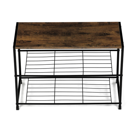 Botník Autronic Botník, 2 police, MDF, dekor staré dřevo sonoma, černý kov (GD-413 OLW) (13)