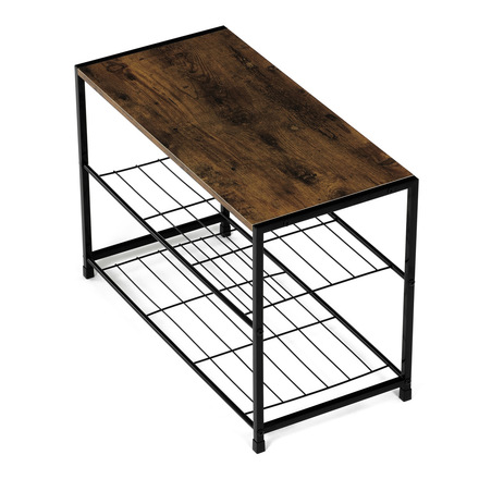 Botník Autronic Botník, 2 police, MDF, dekor staré dřevo sonoma, černý kov (GD-413 OLW) (15)