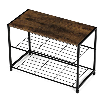 Botník Autronic Botník, 2 police, MDF, dekor staré dřevo sonoma, černý kov (GD-413 OLW) (20)