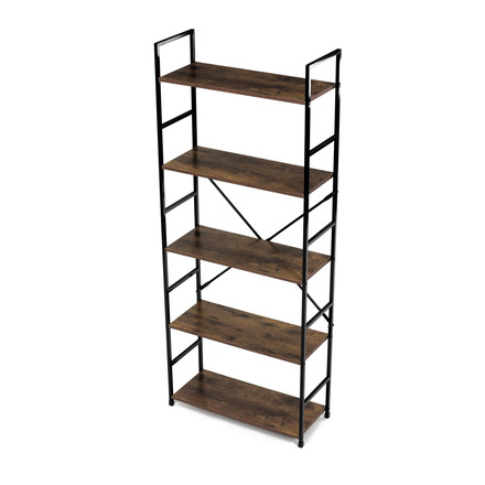 Regál Autronic Regál, 5 polic, dekor staré dřevo, MDF, černý lak (GD-225 OLW) (14)