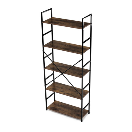 Regál Autronic Regál, 5 polic, dekor staré dřevo, MDF, černý lak (GD-225 OLW) (20)