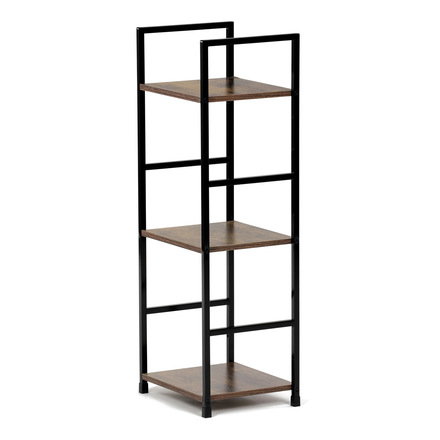 Regál Autronic Regál, 3 police, dekor staré dřevo, MDF, černý lak (GD-213 OLW) (9)