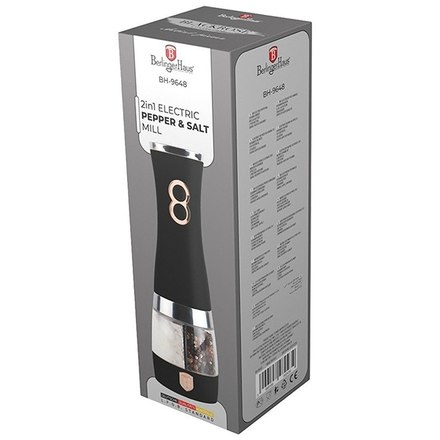 Elektrický mlýnek na pepř a sůl Berlingerhaus BH-9648 2v1 Black Rose collection (2)