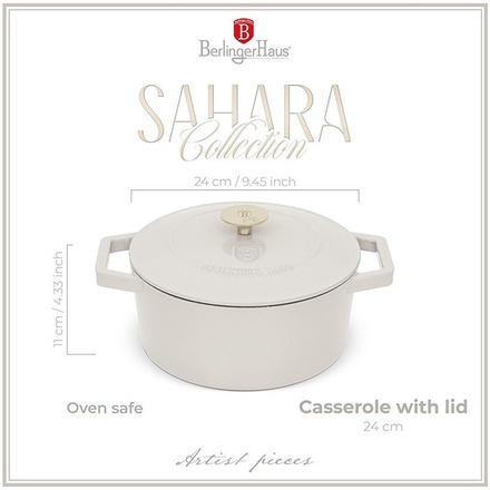 Pekáč litinový s poklicí Berlingerhaus BH-6528 24 cm Sahara Collection (2)