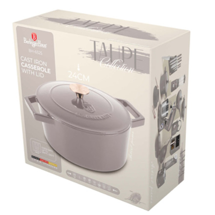 Pekáč litinový s poklicí Berlingerhaus BH-6525 24 cm Taupe Collection (1)