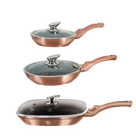 Sada pánví s mramorovým povrchem Berlingerhaus BH-6195 6 ks Rosegold Metallic Line