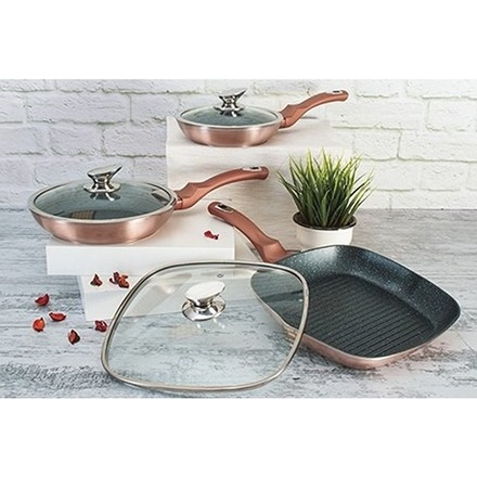 Sada pánví s mramorovým povrchem Berlingerhaus BH-6195 6 ks Rosegold Metallic Line (2)