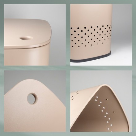 Koš na prádlo Kela KL-23968 sedací  Malaga kov béžový 39,5x29,5x57,5cm (3)