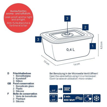 Dóza na potraviny Kela KL-12643 skladovací Aurelia sklo 14,0x10,0x6,5cm 0,4l (2)