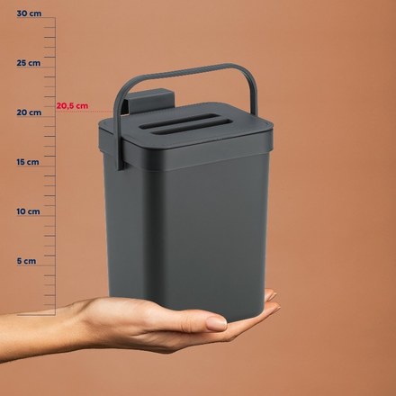 Odpadkový koš Kela KL-12138 na bio odpad Paulo plastový tmavě šedý 15,5x12,0x20,5cm 2,3l (3)