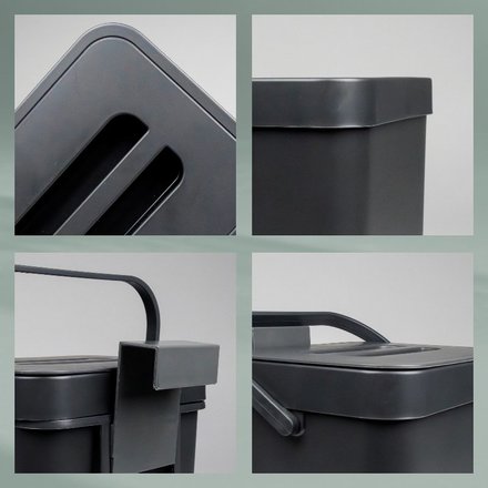 Odpadkový koš Kela KL-12138 na bio odpad Paulo plastový tmavě šedý 15,5x12,0x20,5cm 2,3l (4)