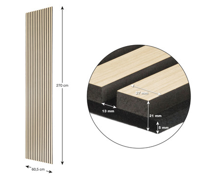 Akustický panel G21 270x60,5x2,1 cm, hikora (8)