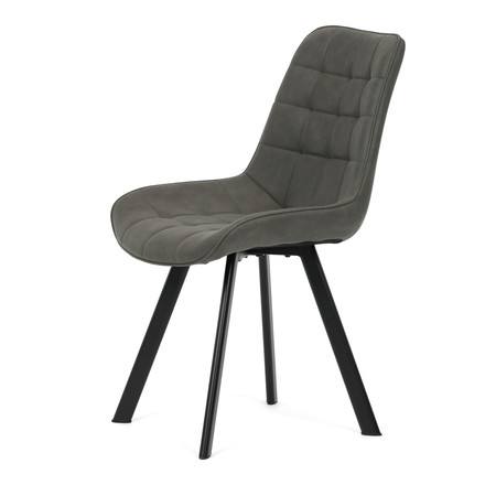 Moderní jídelní židle Autronic Židle jídelní, šedá látka v dekoru broušené kůže, nohy černý kov (HC-V3066 GREY3) (3)