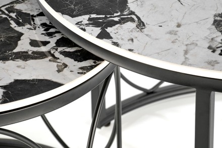 Konferenční stolek Halmar ALEXANDRA konferenční stolky sestava, černá mramor / černá (2 Karton) (9)