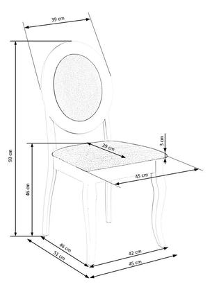 Dřevěná jídelní židle Halmar BAROCK dřevěná židle bílá / šedá (5)