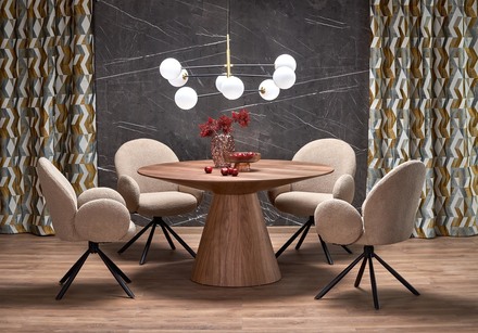 Dřevěný jídelní stůl Halmar HENDERSON stůl kulatý, ořechová (2p=1szt) (2 Karton) (4)