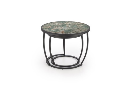 Konferenční stolek Halmar INES konferenční stolky sestava, zelená mramor / černá (1p=1set) (1)