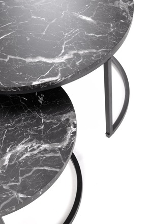 Konferenční stolek Halmar JAVA konferenční stolky sestava, černá mramor / černá (1p=1szt) (3)