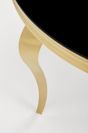 Moderní jídelní stůl Halmar REGINALD_2 stůl kulatý deska - sklo černá, nohy - zlatá (2 Karton) (10)