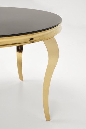 Moderní jídelní stůl Halmar REGINALD_2 stůl kulatý deska - sklo černá, nohy - zlatá (2 Karton) (8)