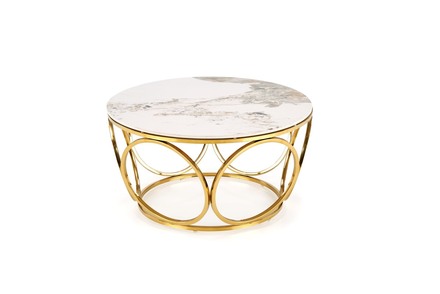 Konferenční stolek Halmar VENUS 2 konferenční stolek, bílá mramor / zlatá (2p=1szt) (2 Karton) (2)