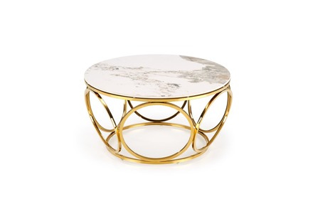 Konferenční stolek Halmar VENUS 2 konferenční stolek, bílá mramor / zlatá (2p=1szt) (2 Karton) (1)