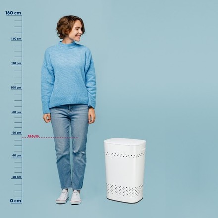 Koš na prádlo Kela KL-23963 sedací Malaga kovový bílý 39,5x29,5x57,5cm (2)