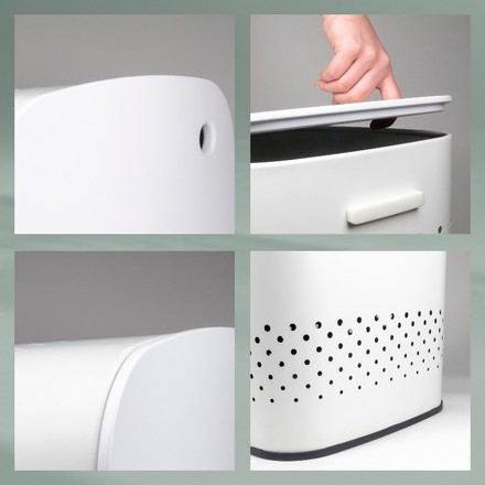 Koš na prádlo Kela KL-23963 sedací Malaga kovový bílý 39,5x29,5x57,5cm (3)