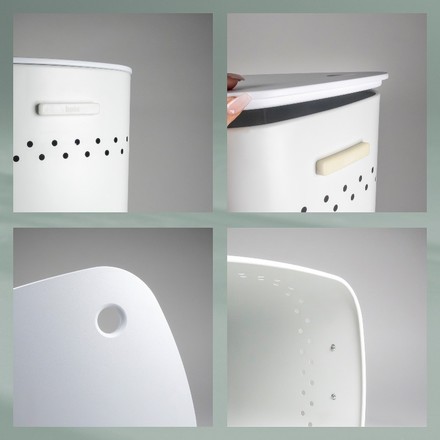 Koš na prádlo Kela KL-23963 sedací Malaga kovový bílý 39,5x29,5x57,5cm (7)