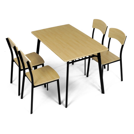 Set moderní jídelní stůl se židlemi Autronic Jídelní set (1+4), MDF dekor dub, čtyřnohá kovová podnož, černý matný lak (AUT-O2222 OAK) (9)