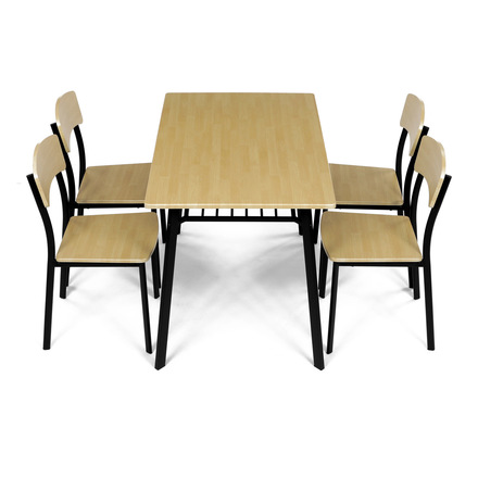 Set moderní jídelní stůl se židlemi Autronic Jídelní set (1+4), MDF dekor dub, čtyřnohá kovová podnož, černý matný lak (AUT-O2222 OAK) (10)