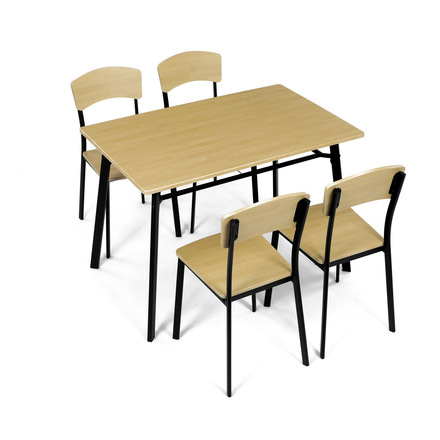 Set moderní jídelní stůl se židlemi Autronic Jídelní set (1+4), MDF dekor dub, čtyřnohá kovová podnož, černý matný lak (AUT-O2222 OAK) (12)