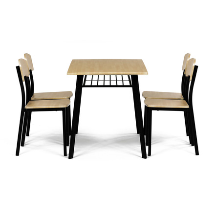 Set moderní jídelní stůl se židlemi Autronic Jídelní set (1+4), MDF dekor dub, čtyřnohá kovová podnož, černý matný lak (AUT-O2222 OAK) (4)