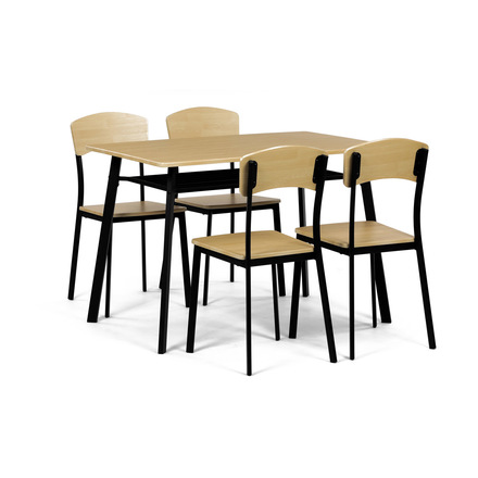 Set moderní jídelní stůl se židlemi Autronic Jídelní set (1+4), MDF dekor dub, čtyřnohá kovová podnož, černý matný lak (AUT-O2222 OAK) (6)