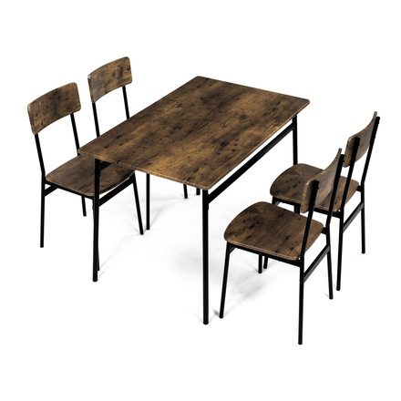 Set moderní jídelní stůl se židlemi Autronic Jídelní set (1+4), MDF dekor staré dřevo, čtyřnohá kovová podnož, černý matný lak (AUT-O2155 OLW) (11)