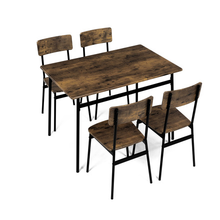 Set moderní jídelní stůl se židlemi Autronic Jídelní set (1+4), MDF dekor staré dřevo, čtyřnohá kovová podnož, černý matný lak (AUT-O2155 OLW) (12)