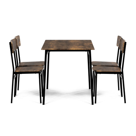 Set moderní jídelní stůl se židlemi Autronic Jídelní set (1+4), MDF dekor staré dřevo, čtyřnohá kovová podnož, černý matný lak (AUT-O2155 OLW) (4)