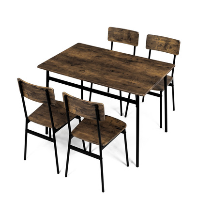 Set moderní jídelní stůl se židlemi Autronic Jídelní set (1+4), MDF dekor staré dřevo, čtyřnohá kovová podnož, černý matný lak (AUT-O2155 OLW) (8)