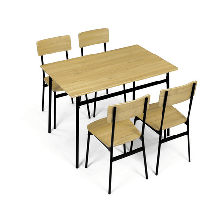 Set moderní jídelní stůl se židlemi Autronic Jídelní set (1+4), MDF dekor divoký dub, čtyřnohá kovová podnož, černý matný lak (AUT-O2155 OAK) (13)