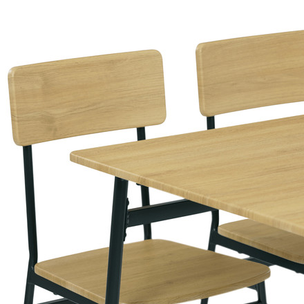 Set moderní jídelní stůl se židlemi Autronic Jídelní set (1+4), MDF dekor divoký dub, čtyřnohá kovová podnož, černý matný lak (AUT-O2155 OAK) (14)
