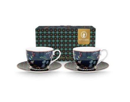 Hrnky s podšálkem Pip Studio Berry Blues 280ml - modré 2ks
