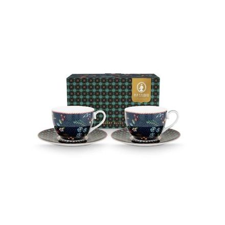 Hrnky s podšálkem Pip Studio Berry Blues 280ml - modré 2ks