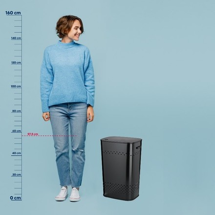 Koš na prádlo Kela KL-23964 sedací  Malaga kovový černý 39,5x29,5x57,5cm (2)