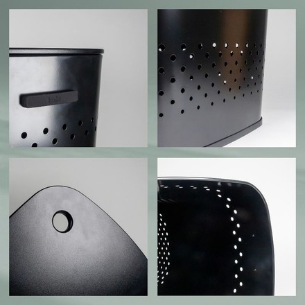 Koš na prádlo Kela KL-23964 sedací  Malaga kovový černý 39,5x29,5x57,5cm (5)