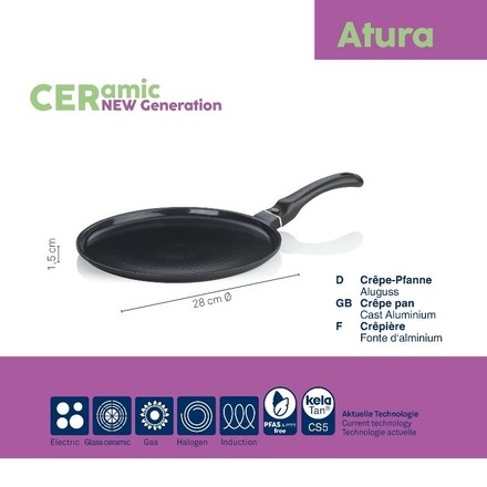 Pánev na palačinky Kela KL-15175 Atura litý hliník černá 28 cm (2)