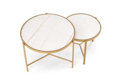 Konferenční stolky Halmar FATIMA sestava, bílá mramor / zlatá (1p=1szt) (5)